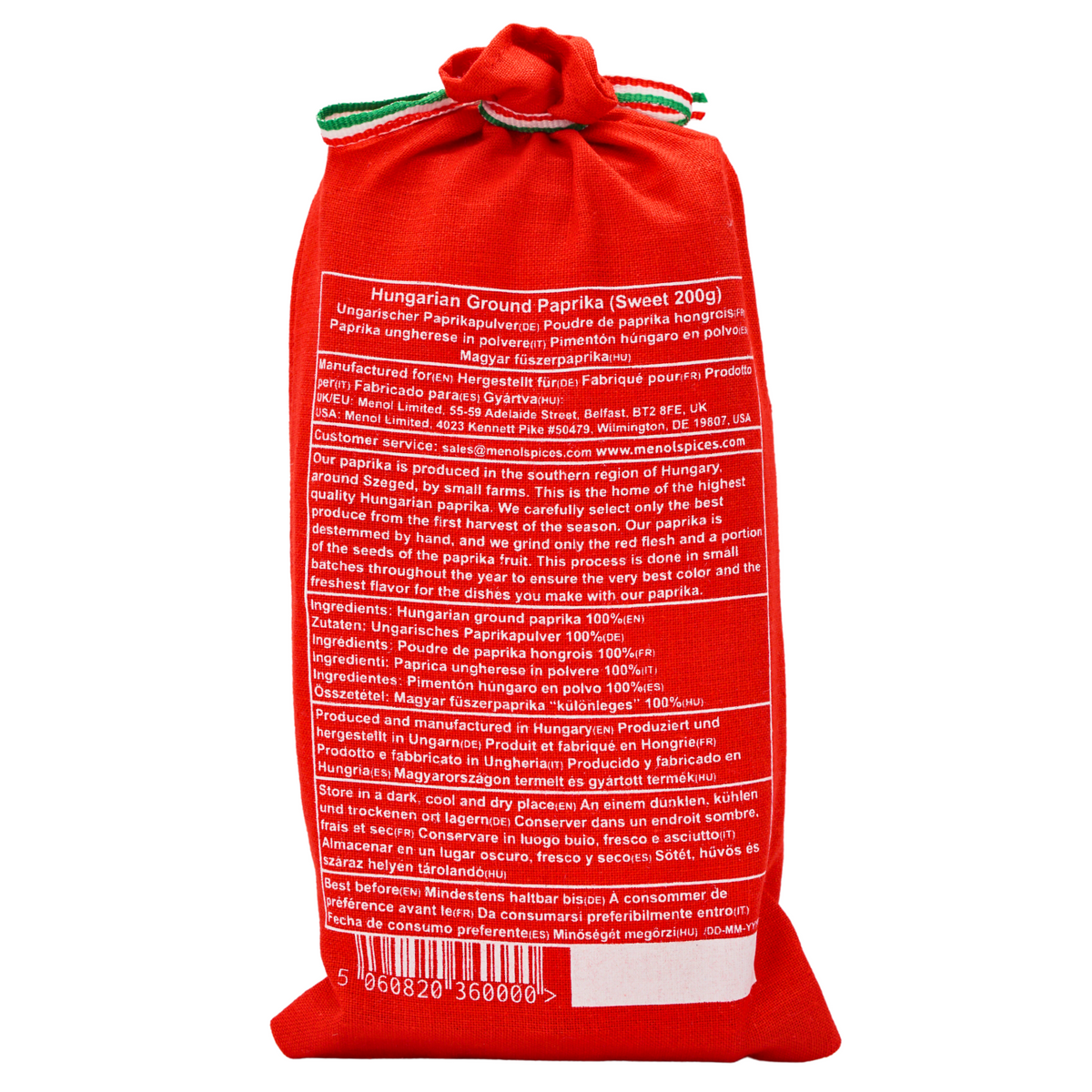 Sweet Hungarian paprika pouch front – Menol Spices