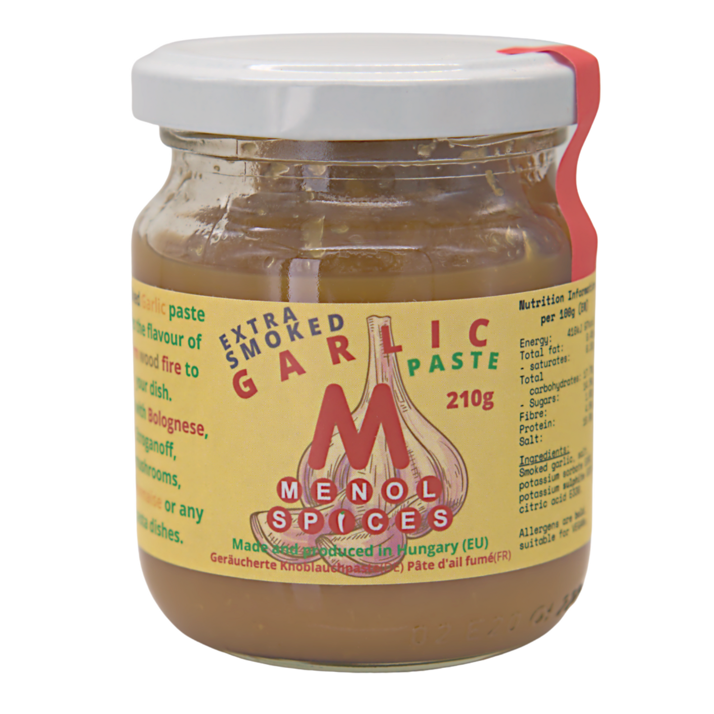 Menol Spices Garlic Paste 210g, Produced in EU (Hungary), Garlic Puree, Gives Fresh Garlic Flavour to Your Gourmet Food