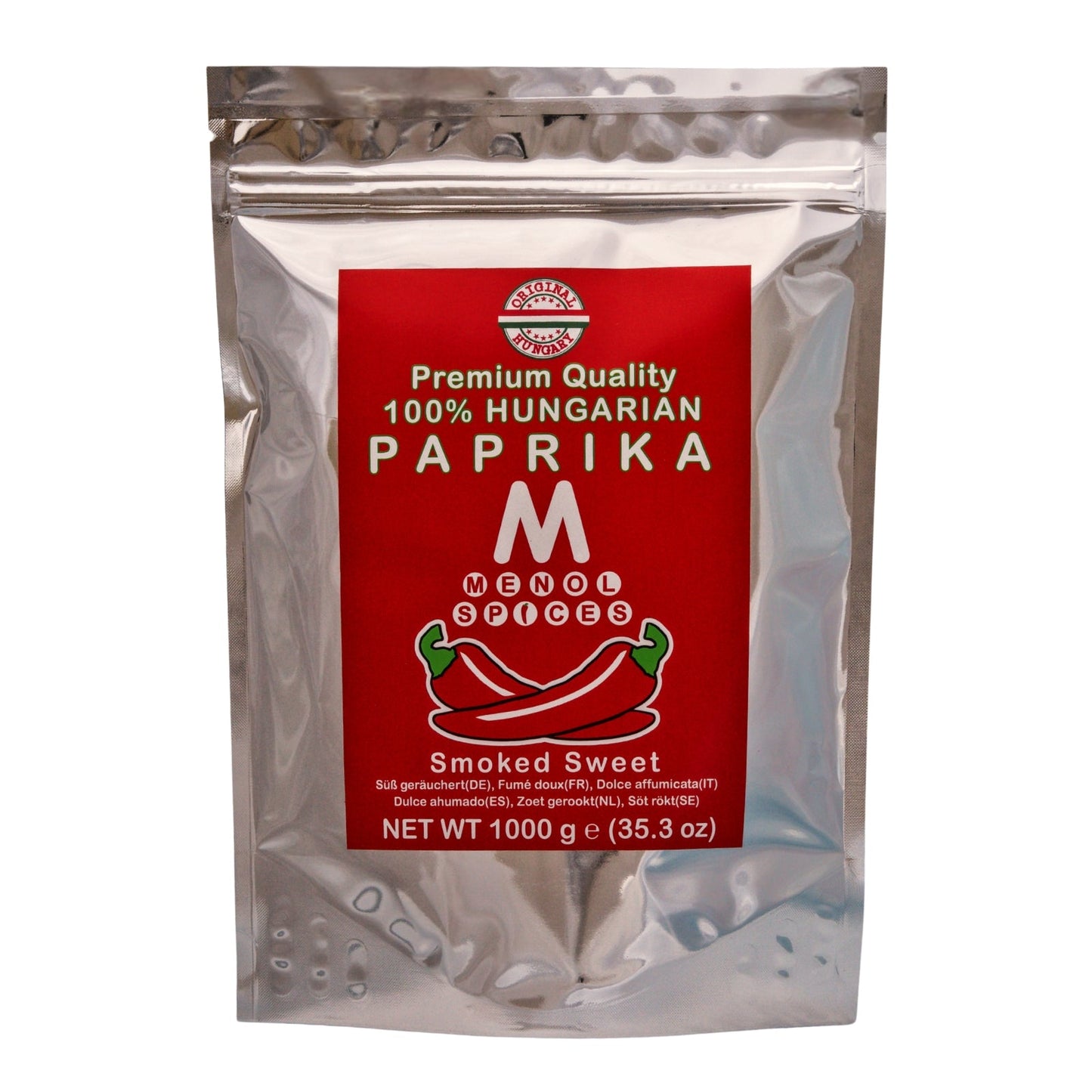 Menol Smoked Sweet Hungarian Paprika 1kg value pouch front