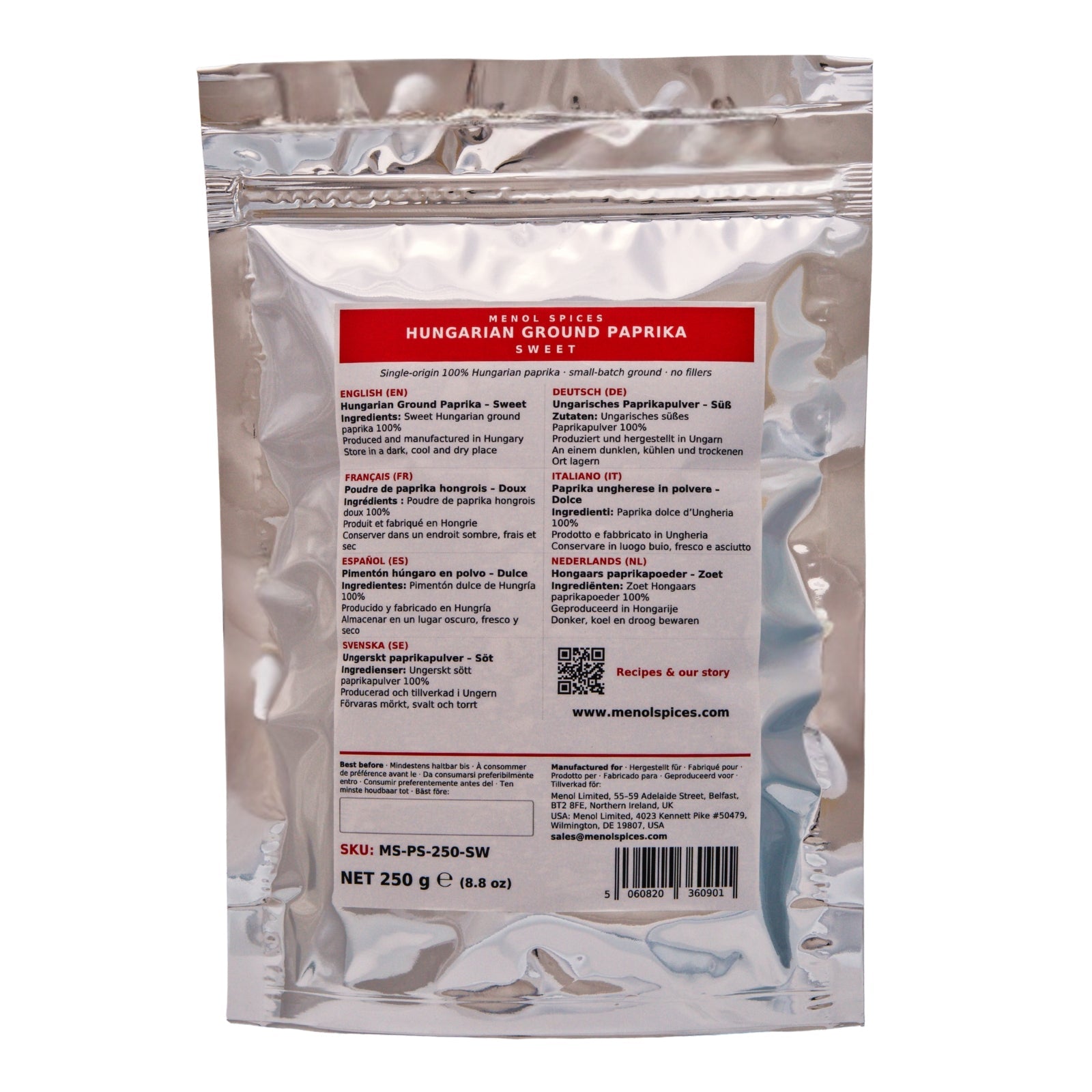 Menol Sweet Hungarian Paprika 250g value pouch