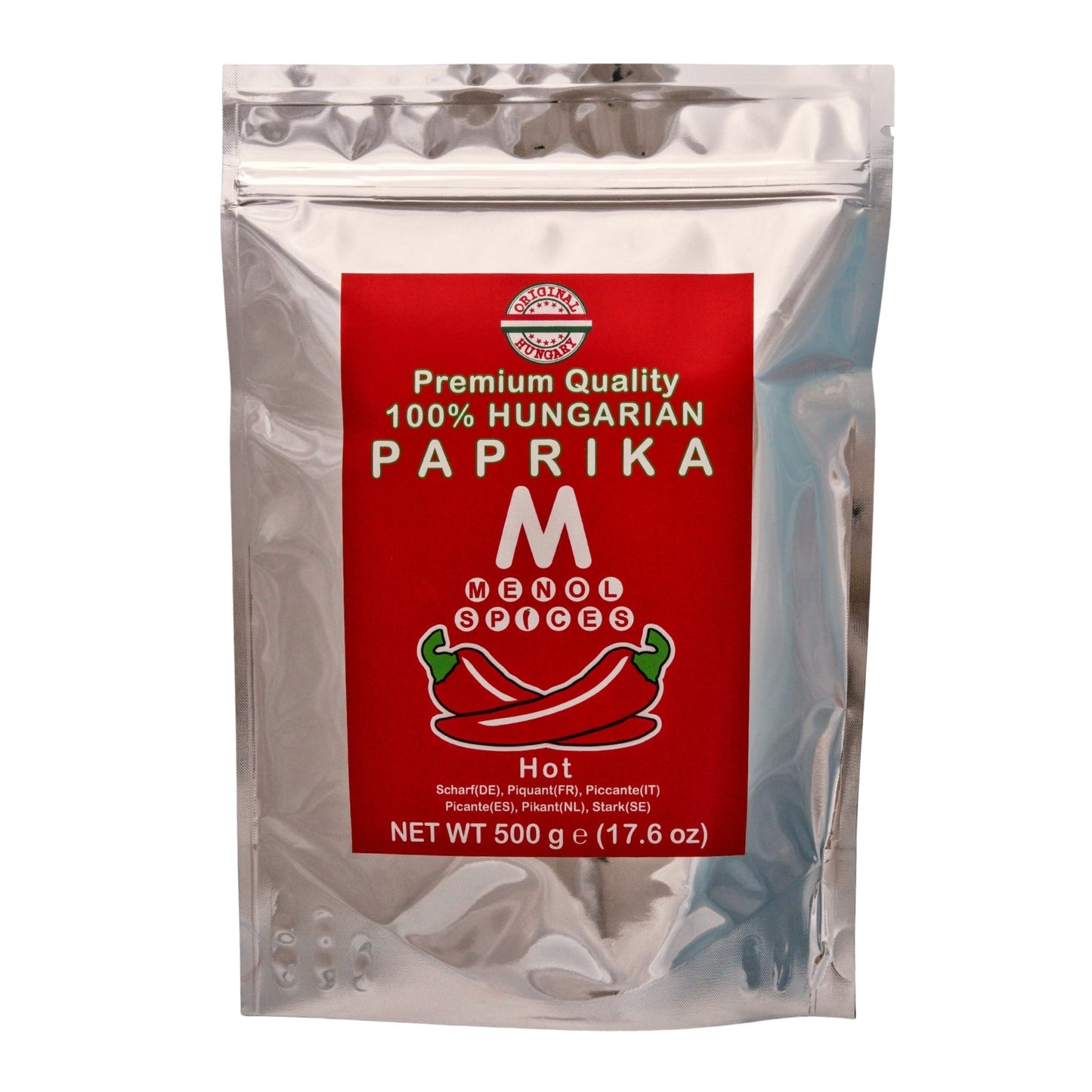 Menol Hot Hungarian Paprika 500g value pouch front