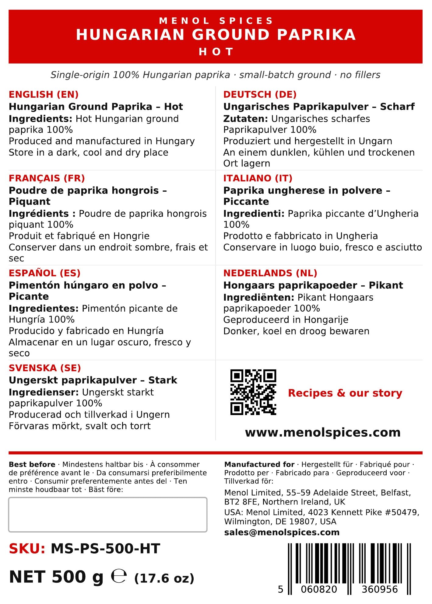 500g rear label with ingredients