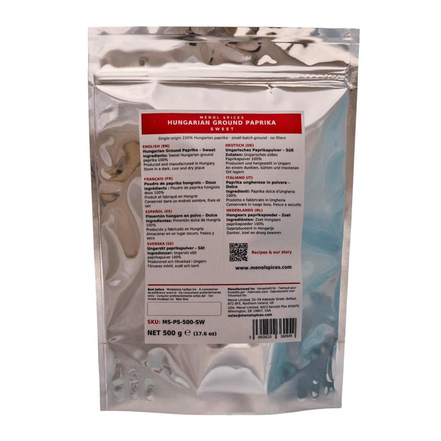 Menol Sweet Hungarian Paprika 500g value pouch