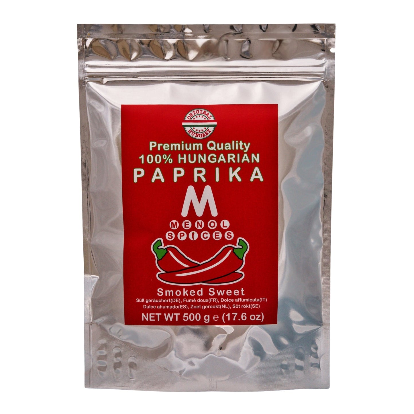 Menol Smoked Sweet Hungarian Paprika 500g value pouch front