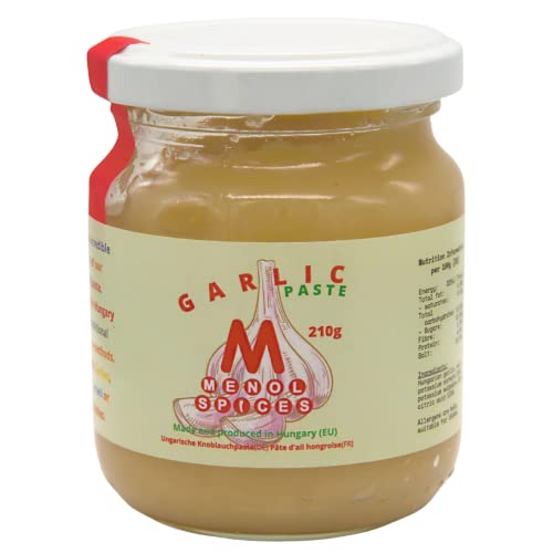 Menol Spices Garlic Paste 210g, Produced in EU (Hungary), Garlic Puree, Gives Fresh Garlic Flavour to Your Gourmet Food